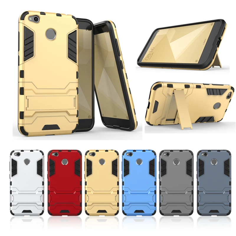 Slim Hard PC+Soft Silicone Rugged Rubber Kickstand Case Cover For Xiaomi Redmi 4X Armor Shockproof Phone Holder Shell Funda Capa |