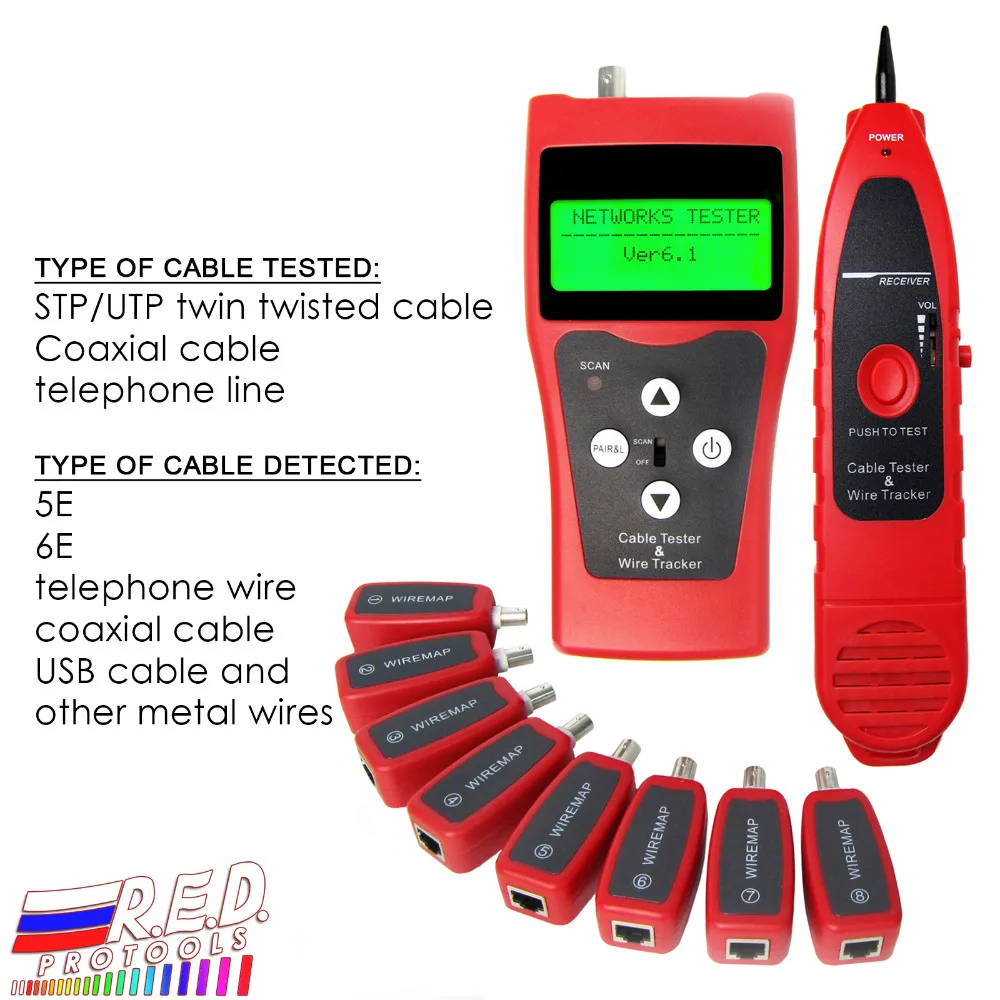 Многофункциональный цифровой тестер сетевого кабеля Ethernet LAN телефонный