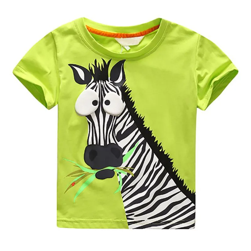 Удобные детские летние футболки с рисунком зебры для маленьких мальчиков топы