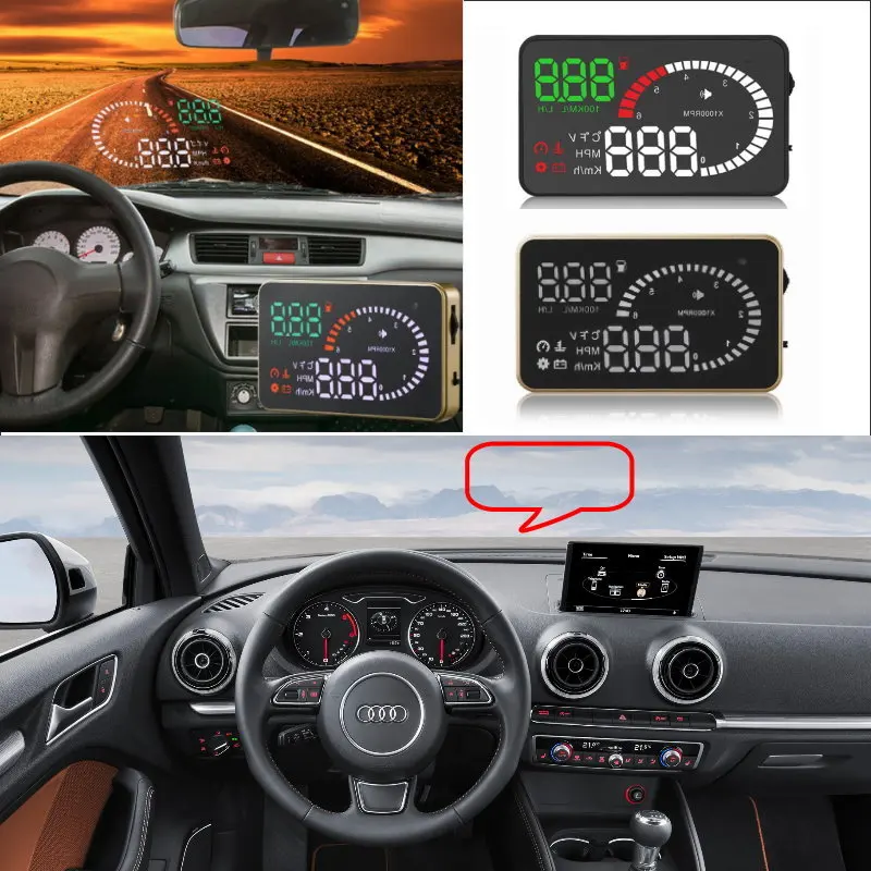 Автомобильный HUD Дисплей на голову для Audi A3/A4/A5/A6/Q5/Q7 2010 2019 дисплей цифровой