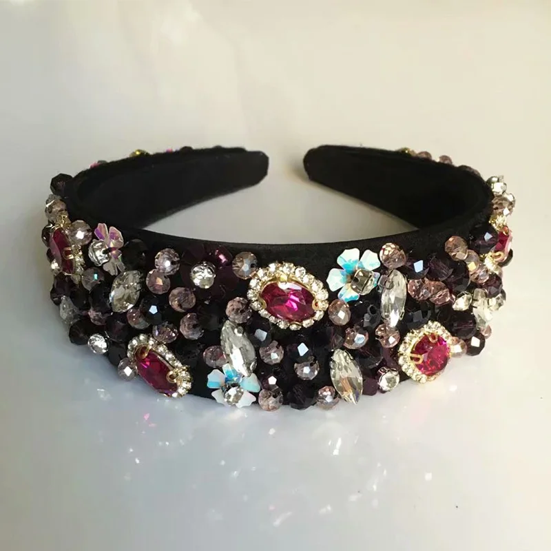 Baroque Sequins Flower Crown Pearl Headband Wedding Jewelry Hair Accessories Handmade Full Crystal Bead Dream bijoux cheveux | Украшения и