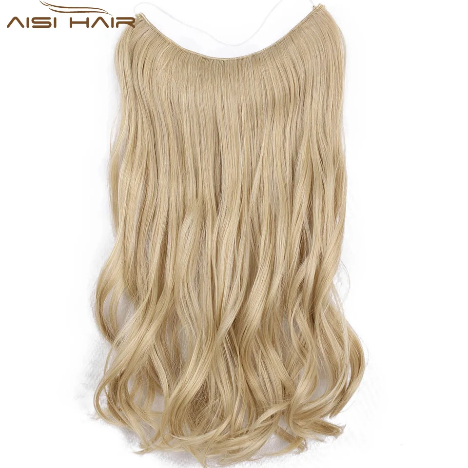 I's a wig Fish Line Hairpieces 22 ''невидимая проволока без зажимов для наращивания волос прямые синтетические волосы 100 г/фото