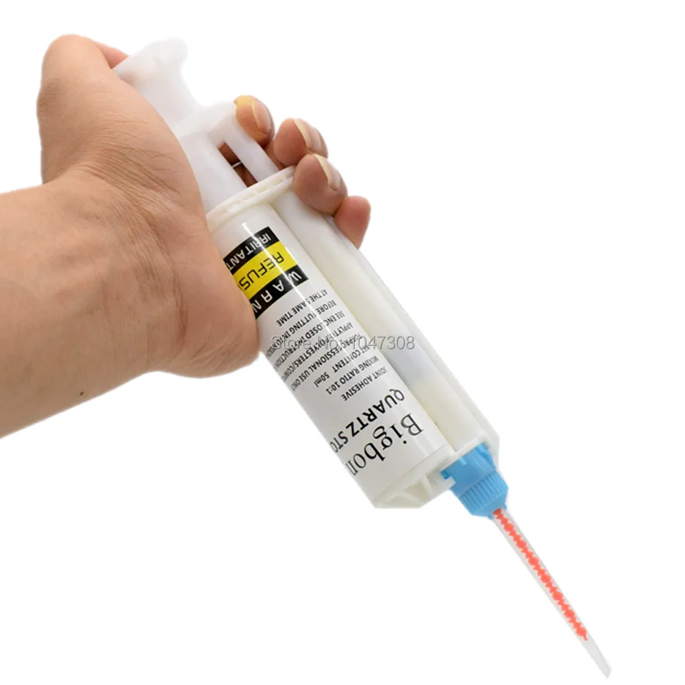

10:1 Acrylic Adhesive 50ml Acrylics Adhesives Glueing Bonding AB Glue + 2 Mixing Nozzles Mixer 10:1 + 1 Shovel + 1 Hand Push Rod