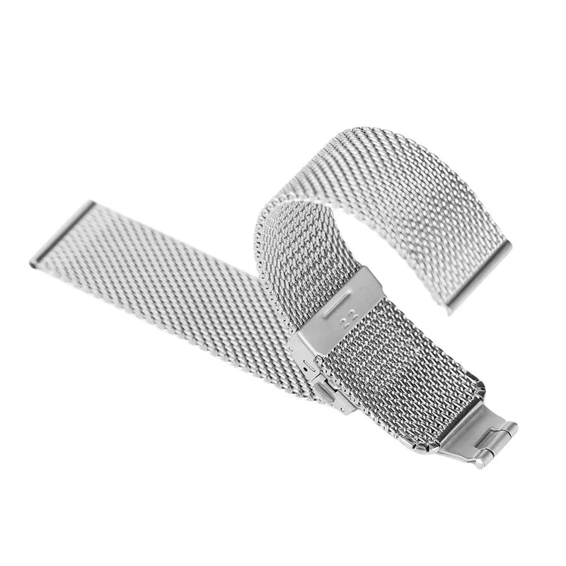 

New Arrival 2018 Watch Band 18mm/20mm/22mm Black Silver Hook Buckle Stainless Steel Replacement Watch Strap