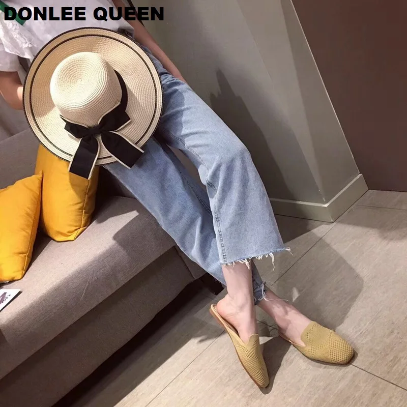 DONLEE QUEEN/женские шлёпанцы без шнуровки; повседневные шлёпанцы; Качественная дышащая обувь с сеткой; удобная обувь на плоской подошве; сезон весна-лето; обувь для отдыха; Mujer