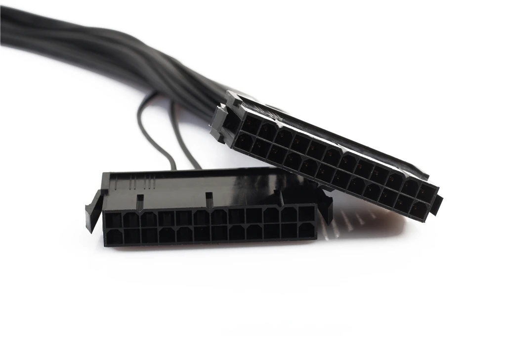 Питание синхронизатор мужчин и женщин ATX добыча 30 см 24 Pin двойной PSU кабель