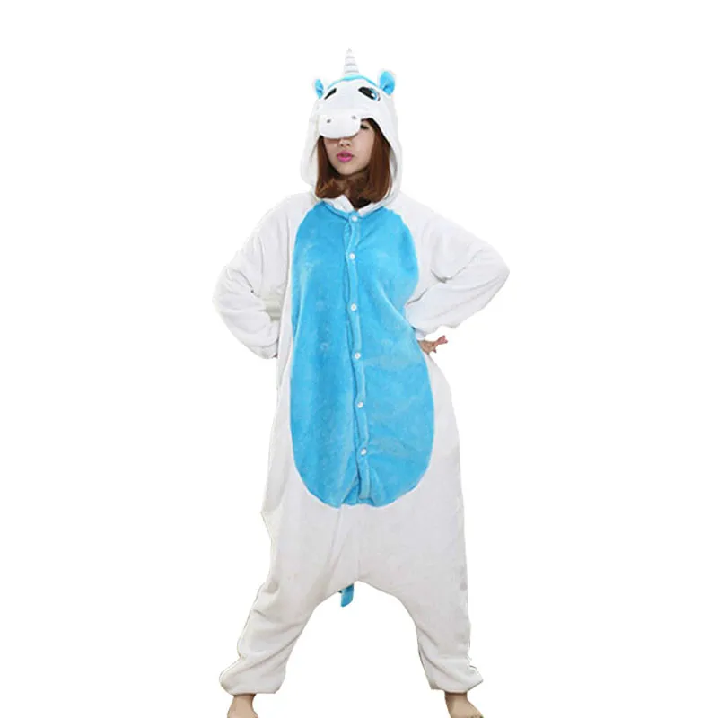Животные кигуруми Единорог Костюм для взрослых девочки Дети Onesie фланель панда