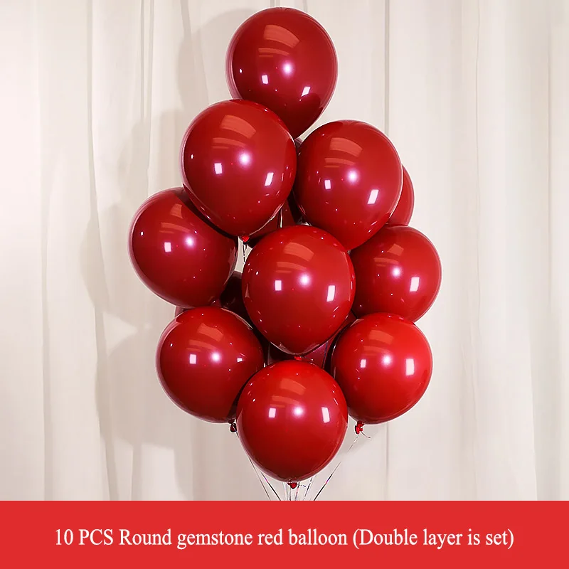 Round Ruby Red 10 дюймов металлическое красное сердце рубиновый Агат красный Свадебный шар комната День Святого Валентина Украшенные даты красный гранат красный воздушный шар Вечерние - Цвет: Round Ruby Red