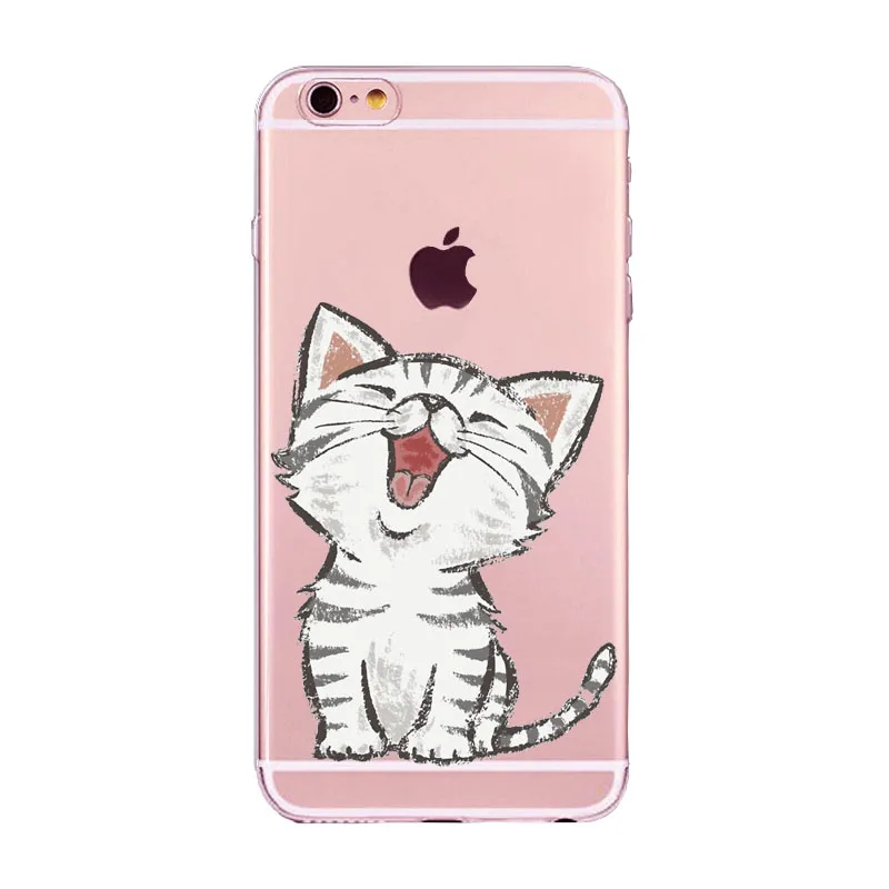 Мягкие силиконовые чехлы из ТПУ с милым котом для iPhone 5 S SE X чехол 6s 6 7 8 Plus задняя