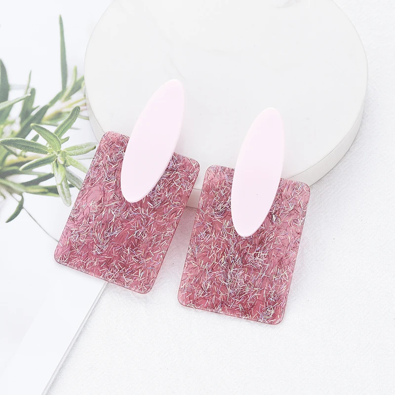 Новые Модные Акриловые серьги для женщин квадратные Прошитые карамельных цветов