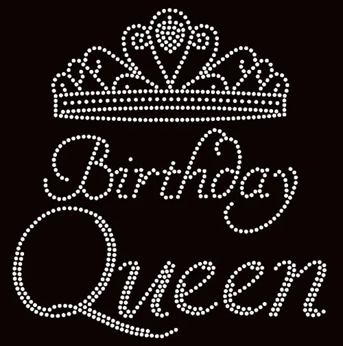 

Free shipping Birthday Queen Crown Rhinestone Transfer Iron on