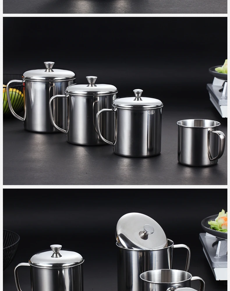 WORTHBUY 304 кофейная кружка из нержавеющей стали с ручкой с крышкой, кухонная посуда для напитков, кружка для молока, чая, кофейная чашка для офиса, чашка для чая и воды