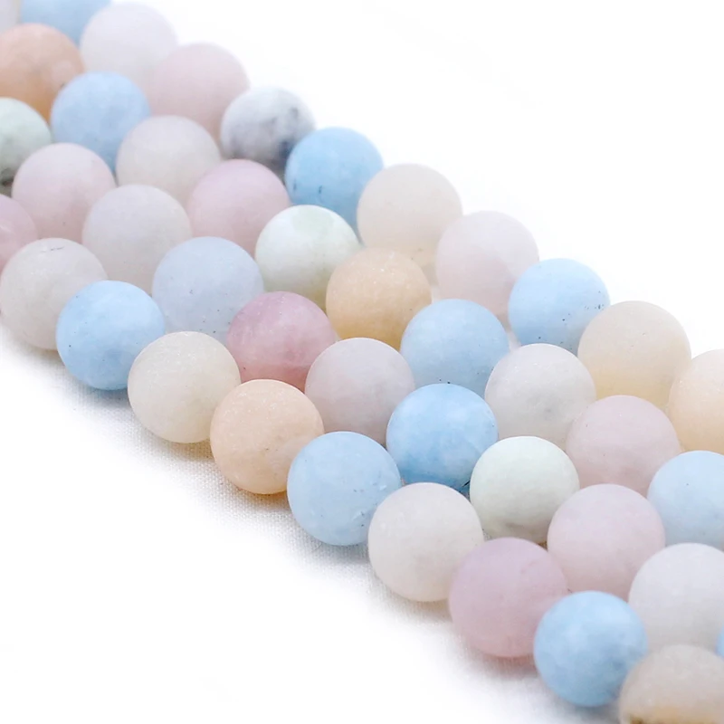 Natural stone beads colorful Matte morganite round loose for jewelry making 15inche/strand diy bracelet necklace | Украшения и