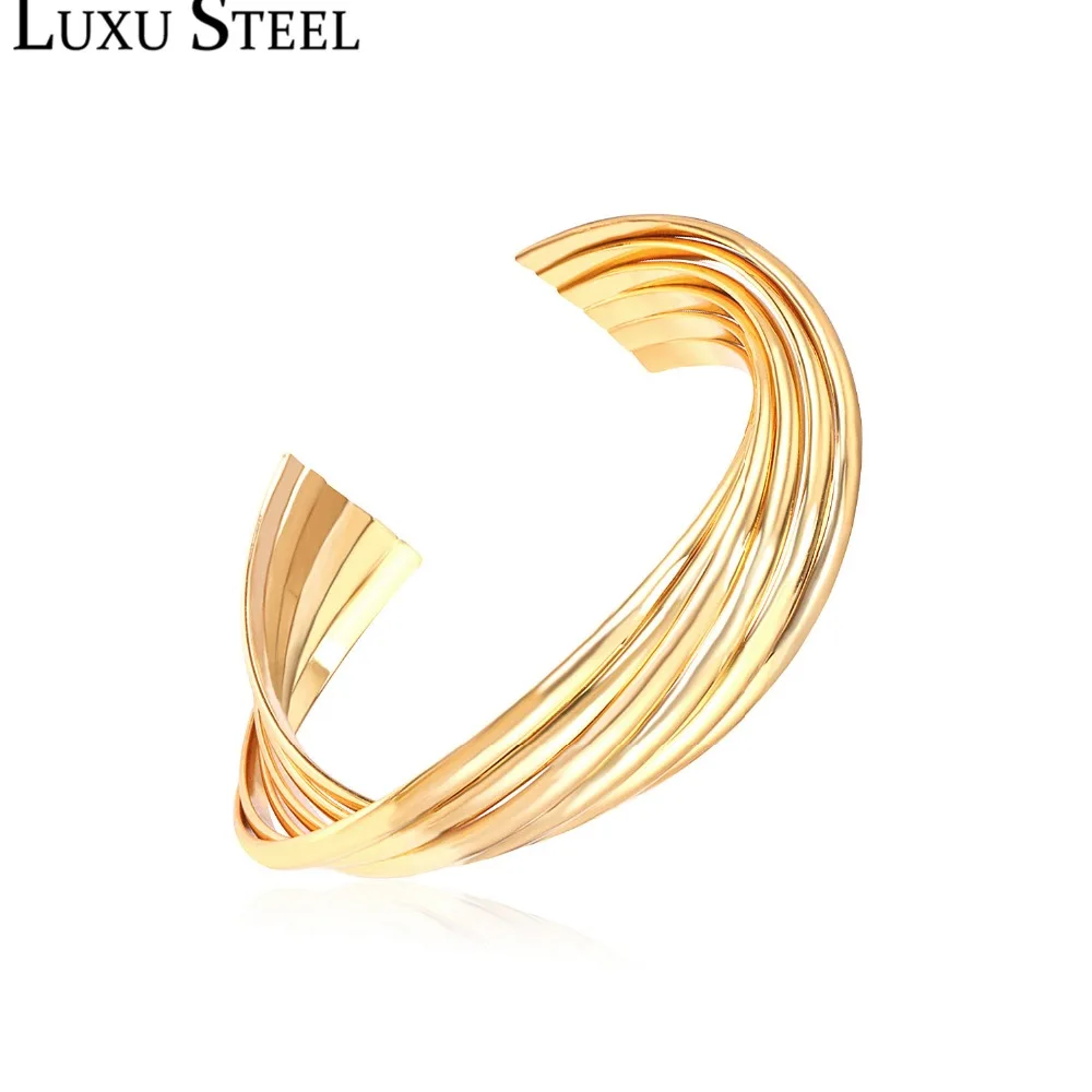 Женский браслет из нержавеющей стали LUXUSTEEL золотистого цвета нестандартный на
