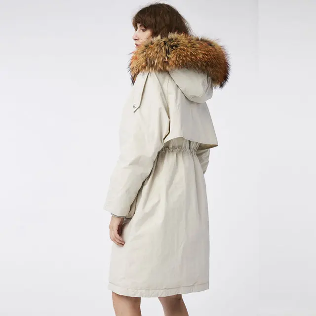 Оптовая продажа всесезонный теплый пуховик с капюшоном из натурального меха