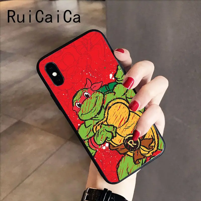 RuiCaiCa подростковый мутант ниндзя черепашки мягкий черный чехол для телефона iPhone 5 5Sx 6 7 7plus 8 8Plus X XS MAX XR 10 Чехол