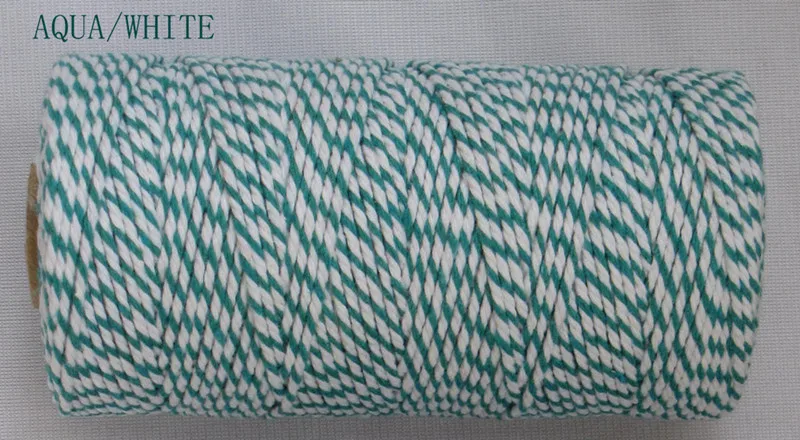 1 piece(110yards) 19 kinds color choose double color Cotton Baker twine(dia.: 2mm for gift packing, cotton twine 12ply BY EMS - Цвет: AQUA