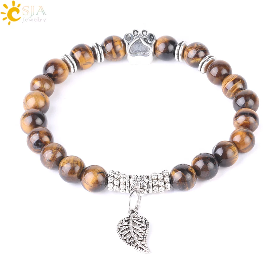 Браслет CSJA из натурального камня с бусинами мала обсидиан индийский оникс