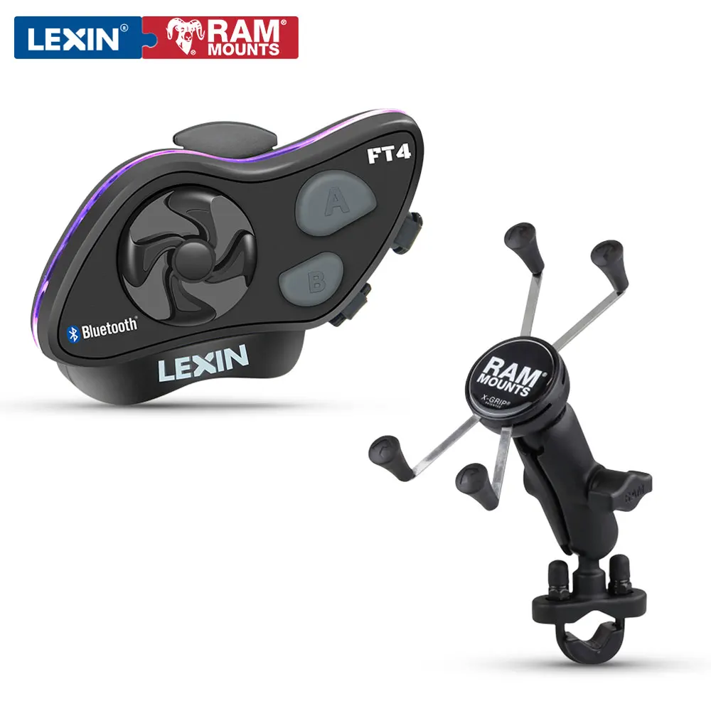LEXIN& ram LX-FT4 мотоциклетный шлем Интерком+ ram крепление комбо комплект с отделкой светильник дизайн Универсальный сопряжение Intercomunicador