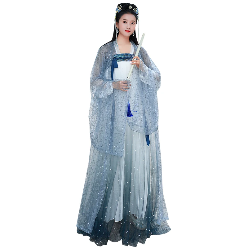 Блестящее пальто Hanfu для женщин с жемчужинами и пайетками Костюм костюмированной