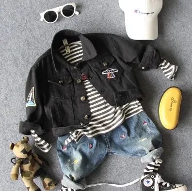 only jacket Новинка года; сезон осень; модная Стильная джинсовая куртка в стиле пэчворк с вышивкой для мальчиков; 1 предмет; Красивая Детская куртка; Джинсовая куртка для мальчиков - Цвет: only jacket