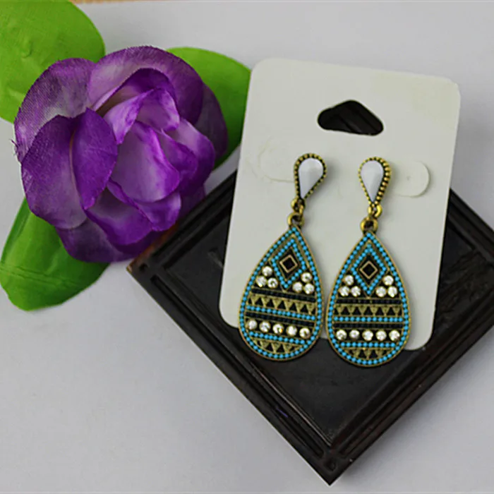 Beautiful popular Bohemian girl romantic gift ancient gold plating water droplets retro earrings wholesale free shipping! | Украшения и