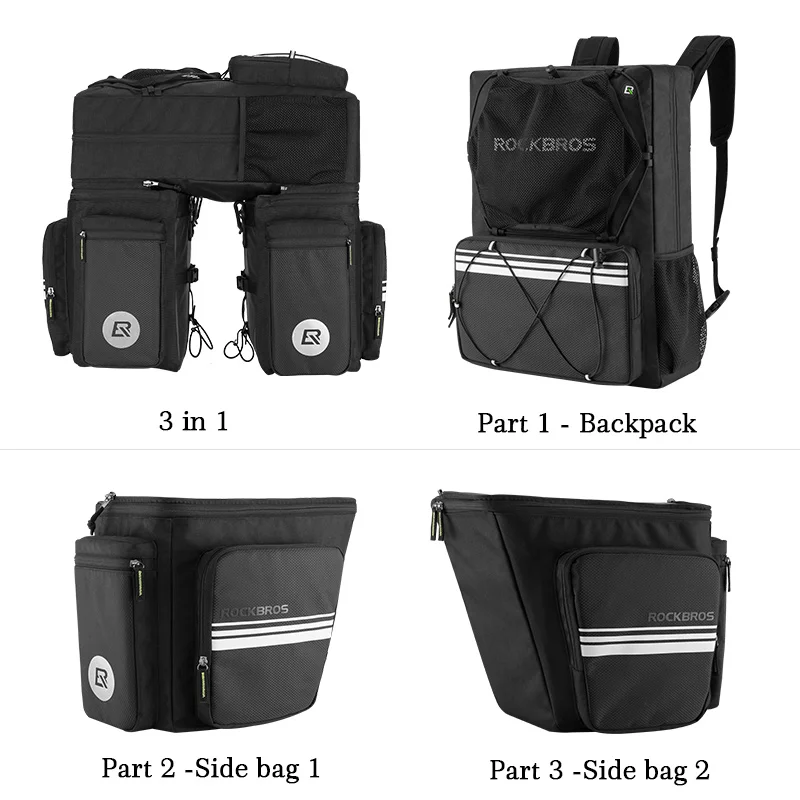 ROCKBROS 3 в 1 водонепроницаемые велосипедные сумки Pannier 48L MTB сумка для горного