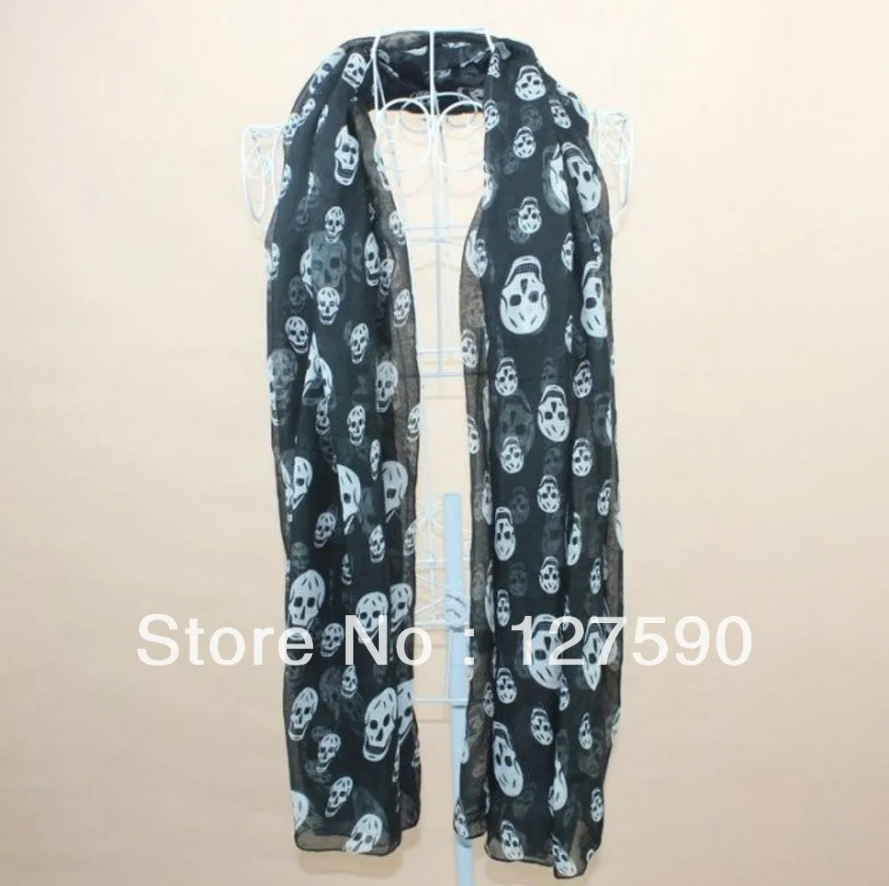 Шарф из тонкой прозрачной ткани оптом с изображением головы призрака шарф |