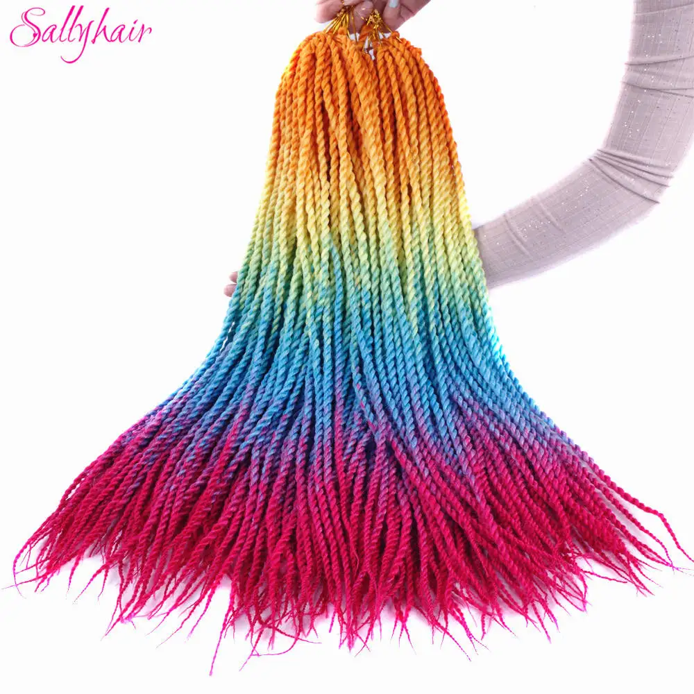 Sallyhair, 20 прядей, сенегалы, закрученные, вязанные, плетенные волосы для наращивания, высокая температура, синтетические, вязанные, Омбре, плетенные волосы
