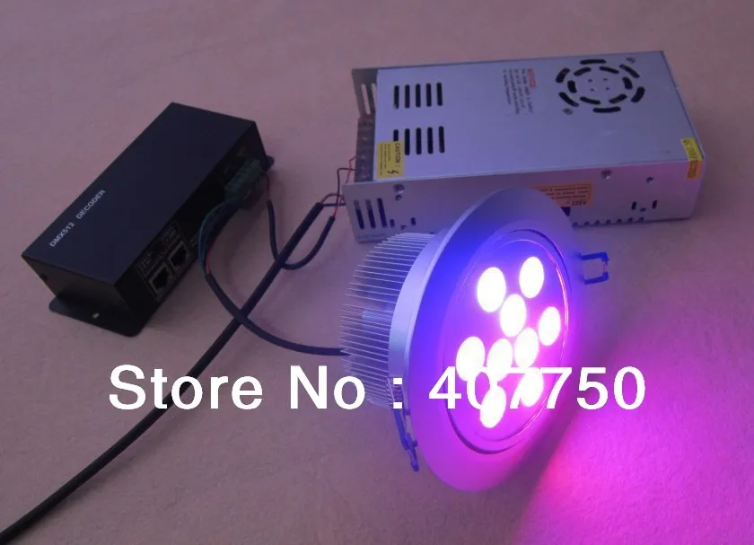 USB dmx cntroler 4 провода подключение rgb 9X1W светодиодный потолочный светильник DC 12V