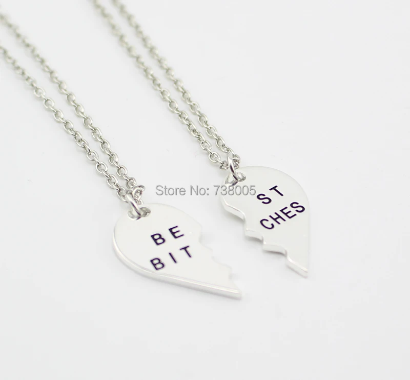 Новый стиль 2014 2 части колье с кулоном в виде разбитого сердца ожерелье надписью