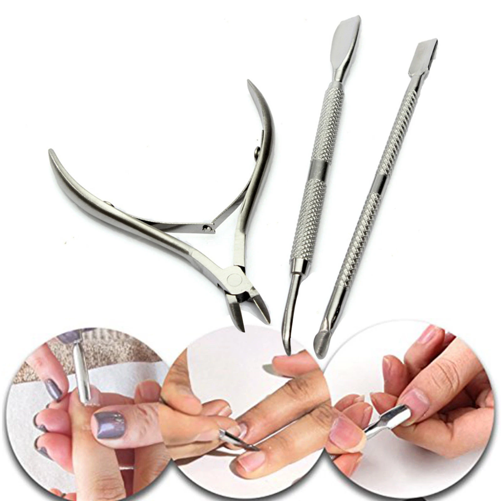 3 шт. набор инструментов для удаления кутикулы ногтей Серебряная фреза мертвой