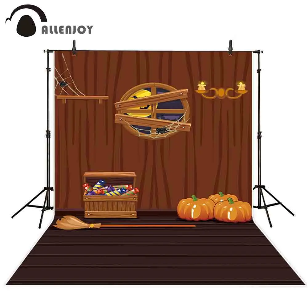Alenjoy фон для фотосъемки Хэллоуин конфеты детская деревянная комната Тыква