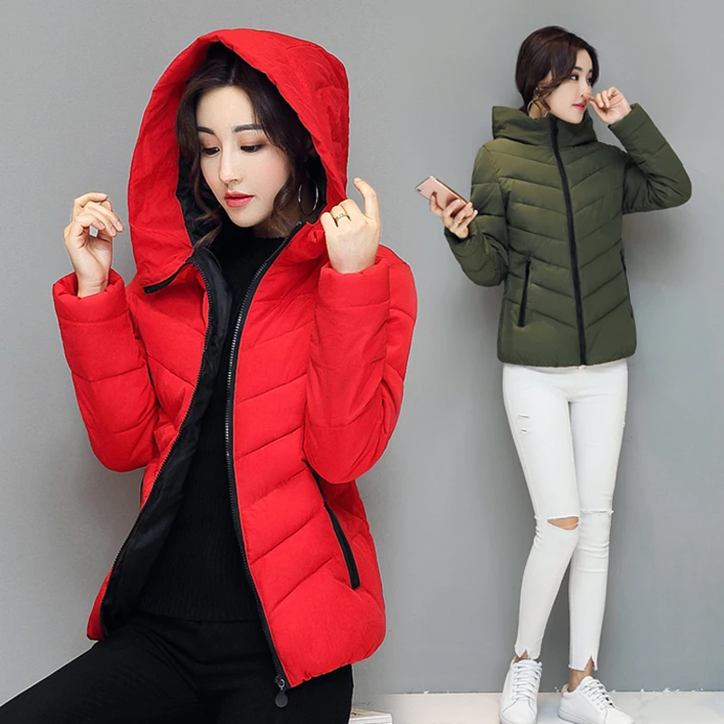 Winter new women's plus size loose hooded cotton clothing fashion casual solid color zipper top female wild Slim models | Женская