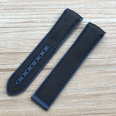 Black blue no buckle MERJUST Лидирующий бренд 20 мм 22 резиновая силиконовая с нейлон часы ремешок ремень для OMEGA Планета Океан Seamaster 300 Speedmaster - Цвет ремешка: Black blue no buckle