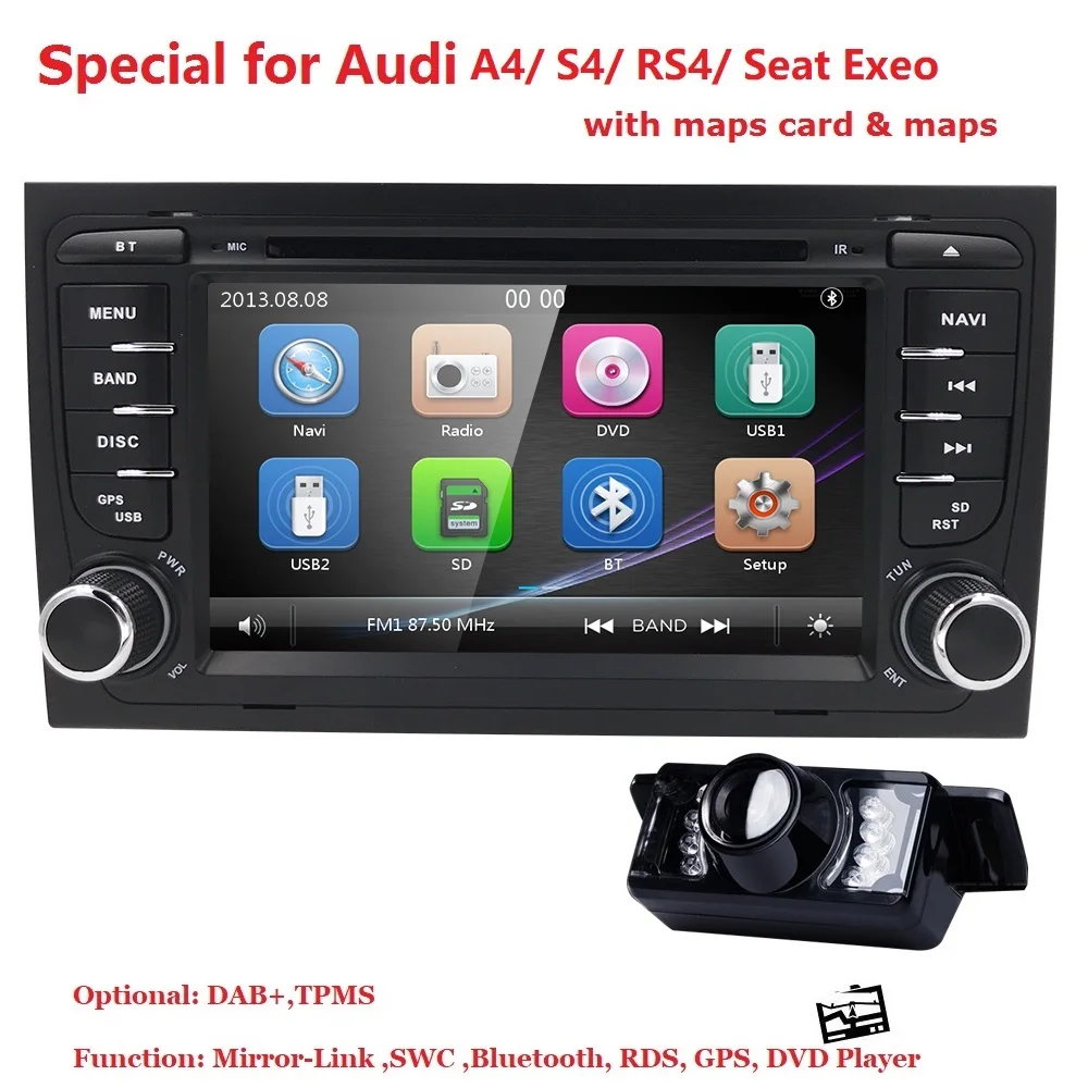 2 Din автомобильный DVD мультимедийный плеер для AUDI A4 S4 RS4 2002 2008 GPS навигация Радио