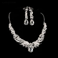 luxury bridal jewelry sets sparkling crystal angel wings waterdrop necklace earrings sets women fashion wedding bridal accessory