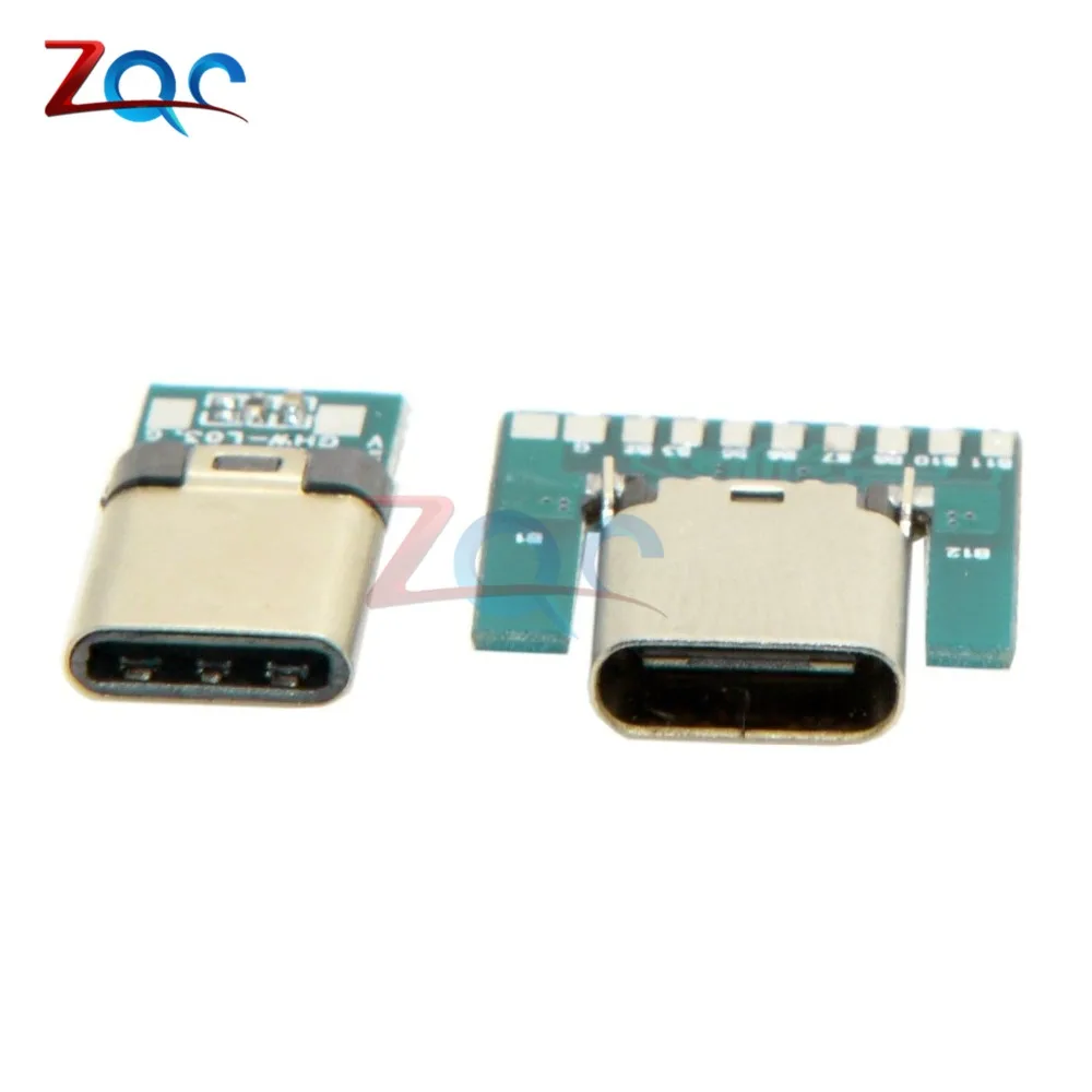 Разъем USB 3 1 типа C 24 контакта штекер гнездо адаптер розетка для припоя провод и