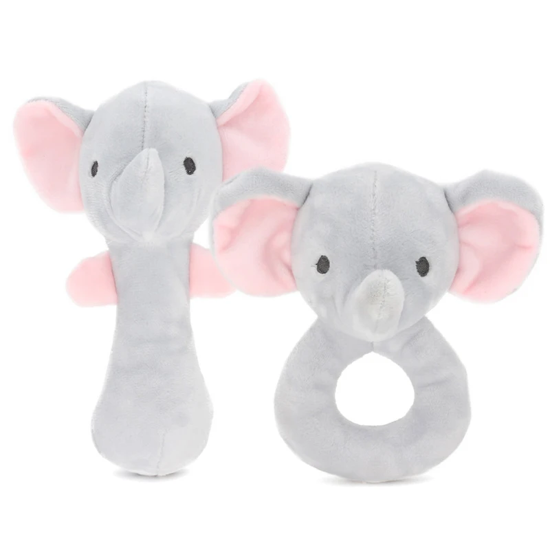 Elephant 2pcs set Muslinlife детские погремушки-мобильные телефоны милые детские игрушки Мультяшные животные ручной Колокольчик погремушка мягкий малыш Oyuncak плюшевые Bebe игрушки 0-12 месяцев - Цвет: Elephant 2pcs set
