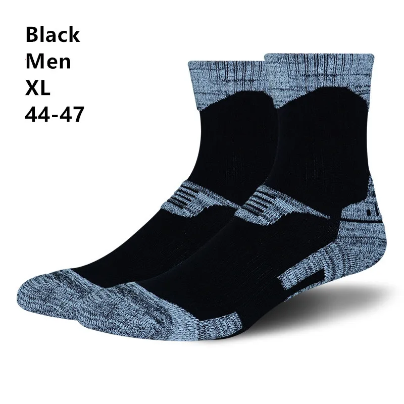 Men Black XL Зимние теплые мужские и женские термальные Лыжные носки, толстые хлопковые спортивные носки для сноуборда, катания на лыжах и походах, катания на коньках, термоноски - Цвет: Men Black XL