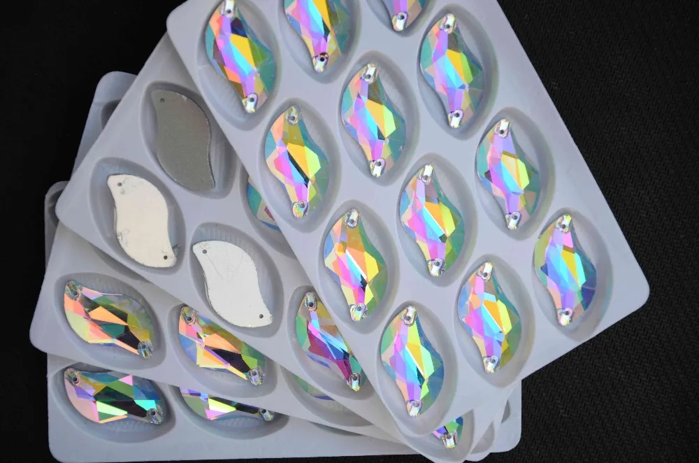 Пришивные камни в форме кристалла всех размеров блестящий прозрачный АБС с