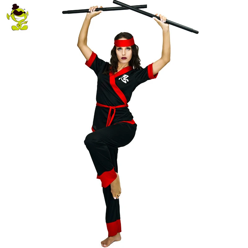 Классические костюмы ниндзя костюм на Хэллоуин женские модели черный платье для