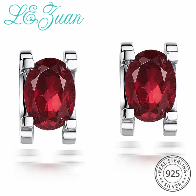 Женские серьги гвоздики из серебра 925 пробы с натуральным гранатом|stud earrings|earrings