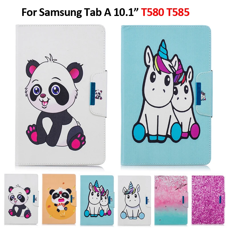 Чехол для планшета Samsung Galaxy Tab A 10 1 чехол T580 SM T585 с милой пандой и единорогом 1|Чехлы