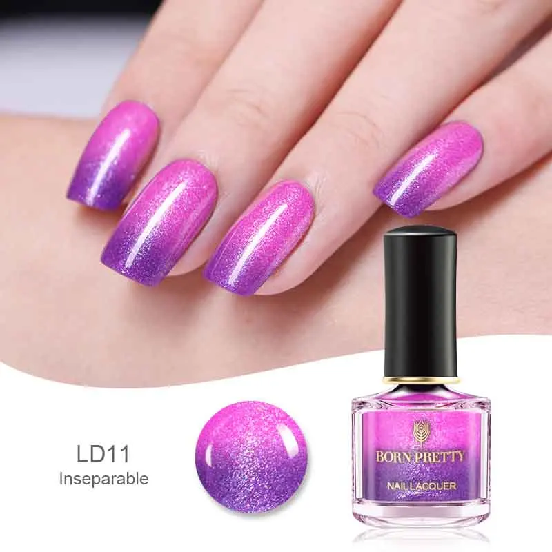 BP-LD11 BORN PRETTY 6 мл термальный лак для ногтей сверкающий температурный Цвет Изменение цвета красочное голографическое искусство ногтей лак дизайн - Цвет: BP-LD11