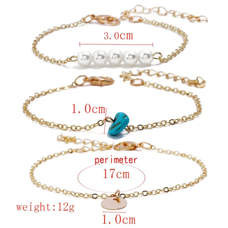 1Set Gold Color Imitation Pearl Round Bracelet Charm Bracelets Bangles For Women Adjustable Fashion Jewelry Gifts | Украшения и