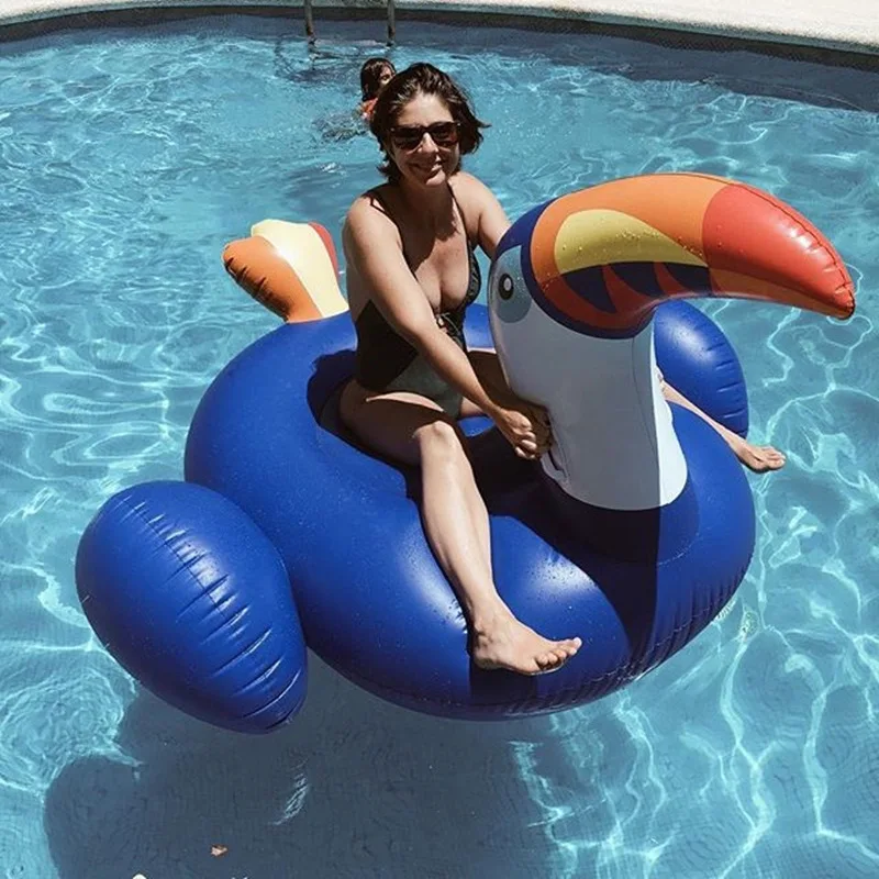 

200cm Giant Inflatable Toucan Pool Float 2019 Ride-On Woodpecker Swimming Rings Adult Childrens Water Holiday Party Toys Piscina