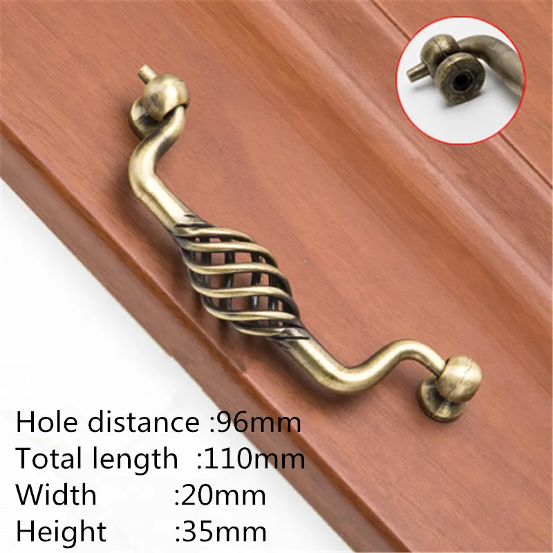 Bronze 96mm KK& FING винтажные бронзовые черные ручки для шкафа, полые ручки для птичьей клетки, ручки для ящиков, дверные ручки для шкафа, мебельная фурнитура - Цвет: Bronze 96mm