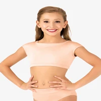 icostumes girls tight crop top skinny short sleeve lady ballet dance tops womans cropped gymnastics bodysuit