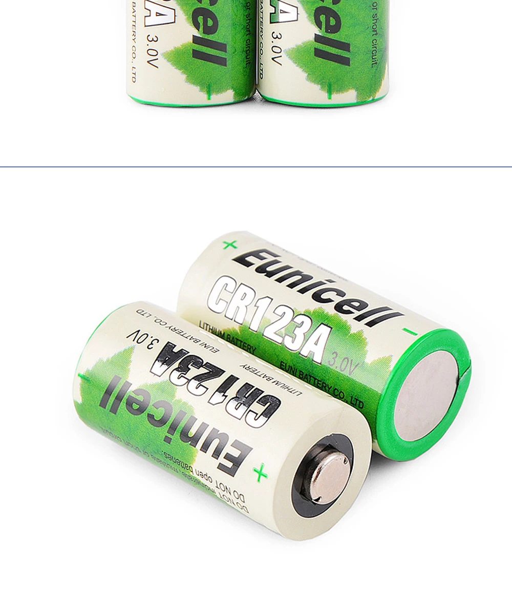 Eunicell 8pcs 1300mAh 2/3A CR123A CR123 CR 123 CR17335 VL123A CR17345 CR17335 16340 For LED Cameras Toys 3V Lithium Battery